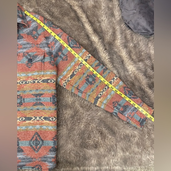 CODY JAMES MEN'S EMMONS SHERPA LINED SOUTHWESTERN STRIPED FLANNEL SHIRT JACKET - Picture 7 of 10